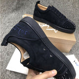 Louboutin-style red bottom shoes european station export model: cl red bottom studded shoes embroider men's sneakers black casualcouple model