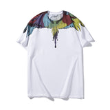 Marcelo Burlon T Shirt MB Rainbow Color Wings Pattern Pure Cotton Men and Women Same Style
