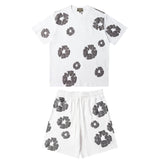 Denim Tears Outfit: T Shirt/Shorts (Separate Purchase Options) Puff Print Short Sleeve T-shirt Loose Couple Shorts Suit