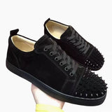 Louboutin-style red bottom shoes, popular european station cl red bottom shoes, electric embroidery style, low-top high-top men's shoes, red bottom couple, trendy rivets, casualtie back