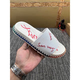 Louboutin-style red bottom shoes fashionexportcl red bottom rivets men's slippers summertrendy flip-flops lightweight non-slip beach shoes cool flip-flops