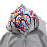 Bathing Ape Hoodie Shark Head Double Hood Camouflage Hooded Sweater Men's Autumn and Winter Cardigan Zipper Casual Couple Jacket