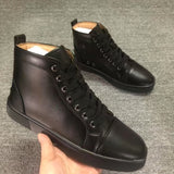 Louboutin-style red bottom shoes european clexport red bottom shoes black velvet studs high-top rivet shoes diamond shoes trendyeasiest for match sneakers