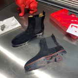 Louboutin-style red bottom shoes european high-top rivets clexport british men leather boots chelsea boots short boots hair stylist boots leather shoes