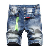 DSQ2 Short Jeans Ripped Patch Slim-fit Stretch Denim Shorts