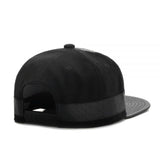 Trendy flat brimmed hat leather iron logo