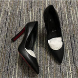Louboutin-style red bottom shoes european station cl red bottom high heels pointed toe super high heel stiletto spring & fallflats women's shoes flatsexportplus size shoes