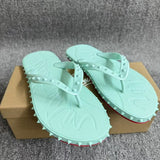 Louboutin-style red bottom shoes european station cl men's shoes red bottom rivets non-slipflats flat heel flip-flops beach flip-flops outdoor casualcouple