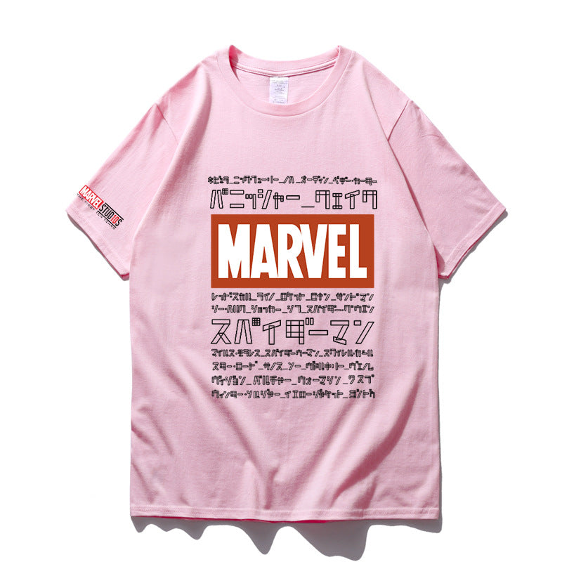 Marvel T Shirt Summer Short Sleeve Trendy Loose Print Male Half Sleeve