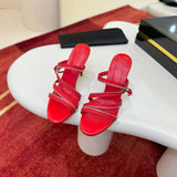 Louboutin-style red bottom shoes cl zipper high-heeled sandals accessible luxury red open toe casualgoatskin slippers creative stylish bag