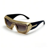 Trendy punk glasses chain decorated retro
