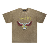 Amiri Washed Distressed T Shirt Printed Trendy Pure Cotton