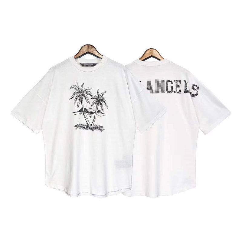 Palm Angels T Shirts Printed Short Sleeve T-shirt Men and Women Loose Half Sleeve