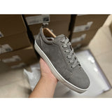 Louboutin-style red bottom shoes european cl style gridsmen's shoes cowhide rivets hot diamond low-top red bottom shoes couple sneakers casualeasiest for match