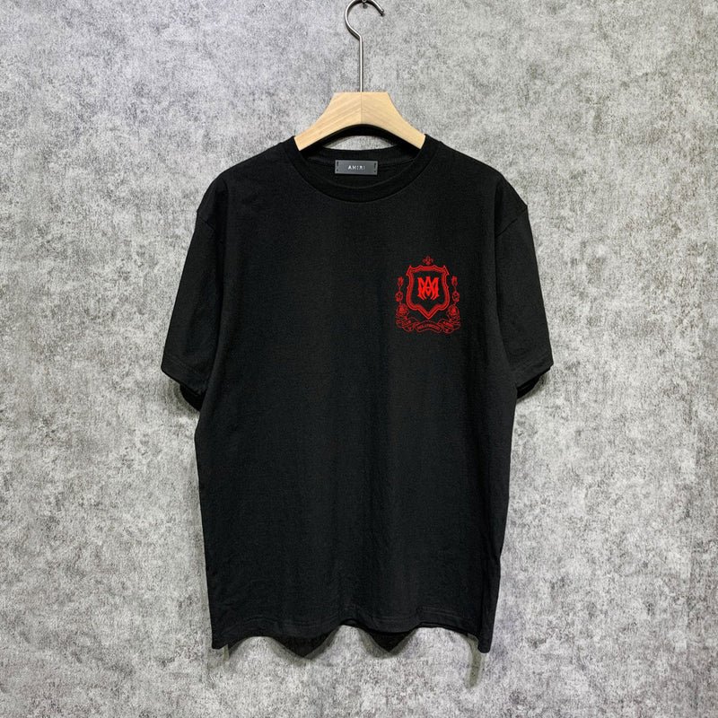 Amiri t shirts flower shield printing short sleeve