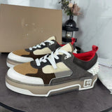 Louboutin-style red bottom shoes cl men's shoes rivets gz red bottom shoes thick sole sports casual luxury classy sneakers genuine leather light