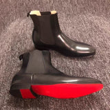 Louboutin-style red bottom shoes exportcl short boots leather fashion catwalk shoes high quality plus size red bottom leather boots