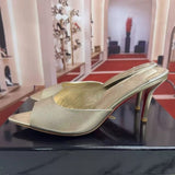 Louboutin-style red bottom shoes cmexport pointed toe cl high heels red super high heel women's stiletto open toe half drag red bottom sandals