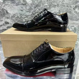 Louboutin-style red bottom shoes embroidered shoes fashioneasiest for matchcasual business thick sole glossy gentleman leather shoes red bottom wedding cl men's shoes