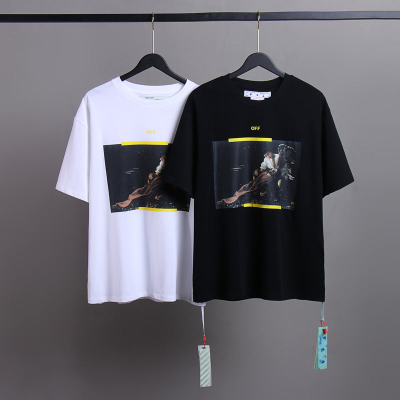 Off White T Shirts Religious Angel Oil Painting Short Sleeves