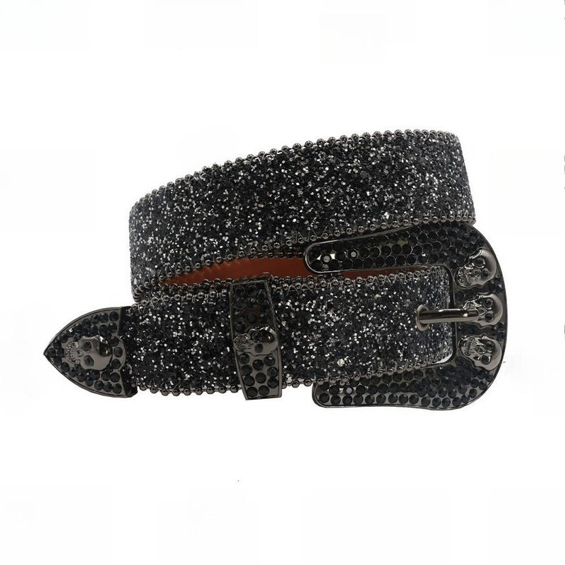 Hip-hop punk rhinestone belt skull dark style