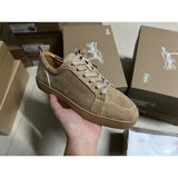 Louboutin-style red bottom shoes european cl style gridsmen's shoes cowhide rivets hot diamond low-top red bottom shoes couple sneakers casualeasiest for match