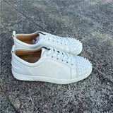 Louboutin-style red bottom shoes european station exclusive cl red bottom studded shoes embroider men's sneakers black casualcouple style