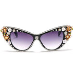 Trendy punk glasses cat eyes with diamonds