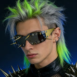 Trendy punk glasses spike all-in-one frameless