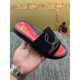 Louboutin-style red bottom shoes fashionexportcl red bottom rivets men's slippers summertrendy flip-flops lightweight non-slip beach shoes cool flip-flops
