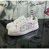 Louboutin-style red bottom shoes, popular european station cl red bottom shoes, electric embroidery style, low-top high-top men's shoes, red bottom couple, trendy rivets, casualtie back