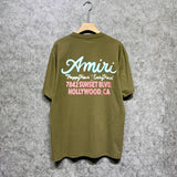 Amiri t shirts wine glass letterprinting short sleeves