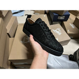 Louboutin-style red bottom shoes european cl style gridsmen's shoes cowhide rivets hot diamond low-top red bottom shoes couple sneakers casualeasiest for match
