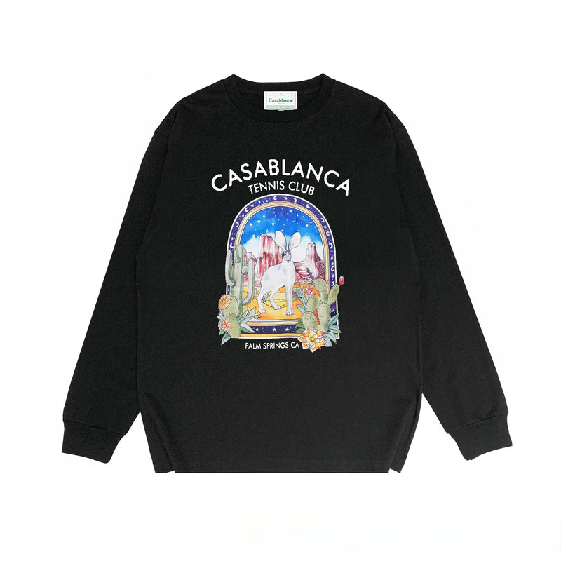 Casablanca Long sleeve T-shirt Portal Printed Cotton Crew Neck