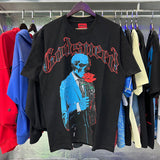 Godspeed T Shirts Skull Gentleman Rose Print Cotton Casual Short Sleeve Men and Women