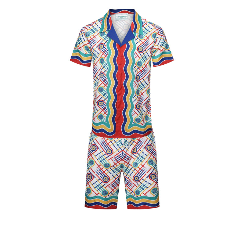 Casablanca Shirts And Shorts 2 Pieces Set Summer Ethnic Vintage