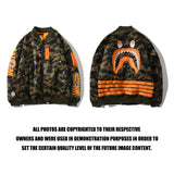 Shark Print Coat Autumn And Winter Thickened Cotton Coat Jacket Youth Camouflage Personality Baseball Uniform Cotton Clothes