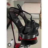 Louboutin-style red bottom shoes popular anchor cl studded red bottom shoes pointed toe cm high heels autum work export style women's shoes