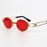 Trendy punk glasses small oval dot diamond sunshade