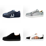 Louboutin-style red bottom shoes putian shoes exportcl red bottom men's shoes embroiderlow ankle rivets flatscasual shoes crescent shoes