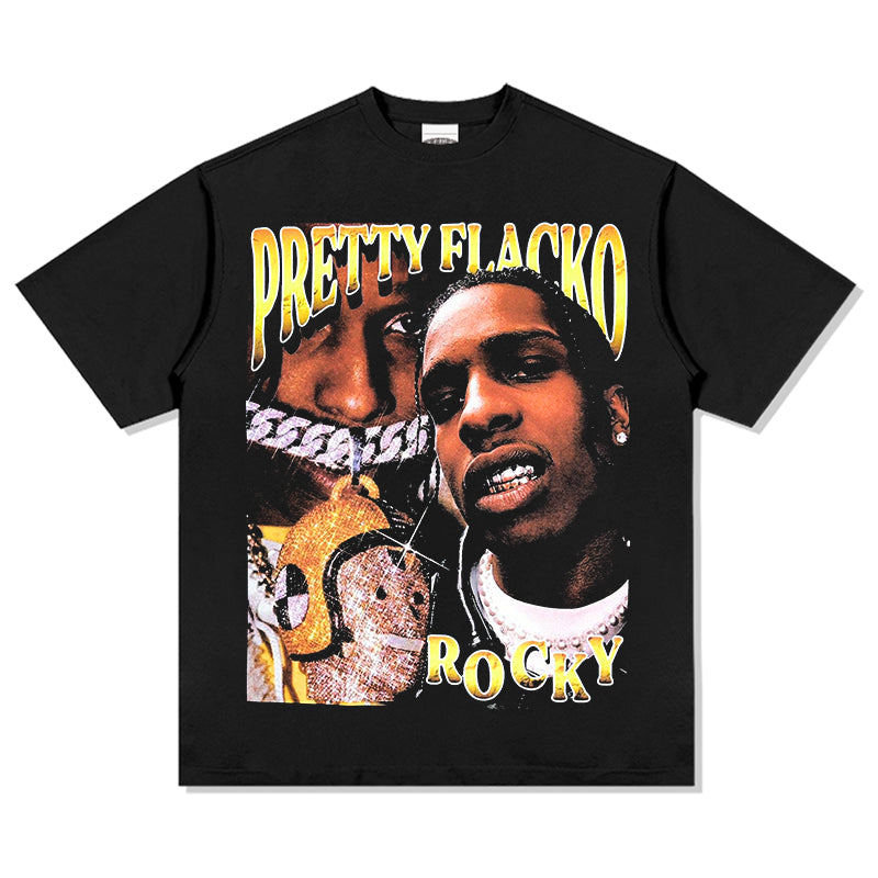 A $AP Rocky gold gradual change T-shirt