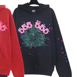 Sp5der Hoodie Cobweb Puff Print Pure Cotton