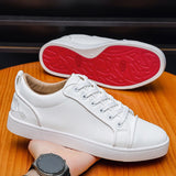 Louboutin-style red bottom shoes mencl red bottom embroidercasual shoes young man sneakers fashiontrendyexport business leather shoes white shoes