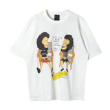 Men Vintage T-Shirts Vintage Washed Old Graffiti Loose Crew Neck Short Sleeves