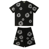 Denim Tears Outfit: T Shirt/Shorts (Separate Purchase Options) Puff Print Short Sleeve T-shirt Loose Couple Shorts Suit