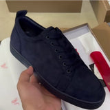 Louboutin-style red bottom shoes european station export model: cl red bottom studded shoes embroider men's sneakers black casualcouple model
