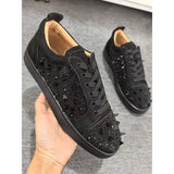 Louboutin-style red bottom shoes cl andgz men's shoes cowhide low-top women's shoes sneakers casualeasiest for match rhinestone rivet design casual shoes men's spring