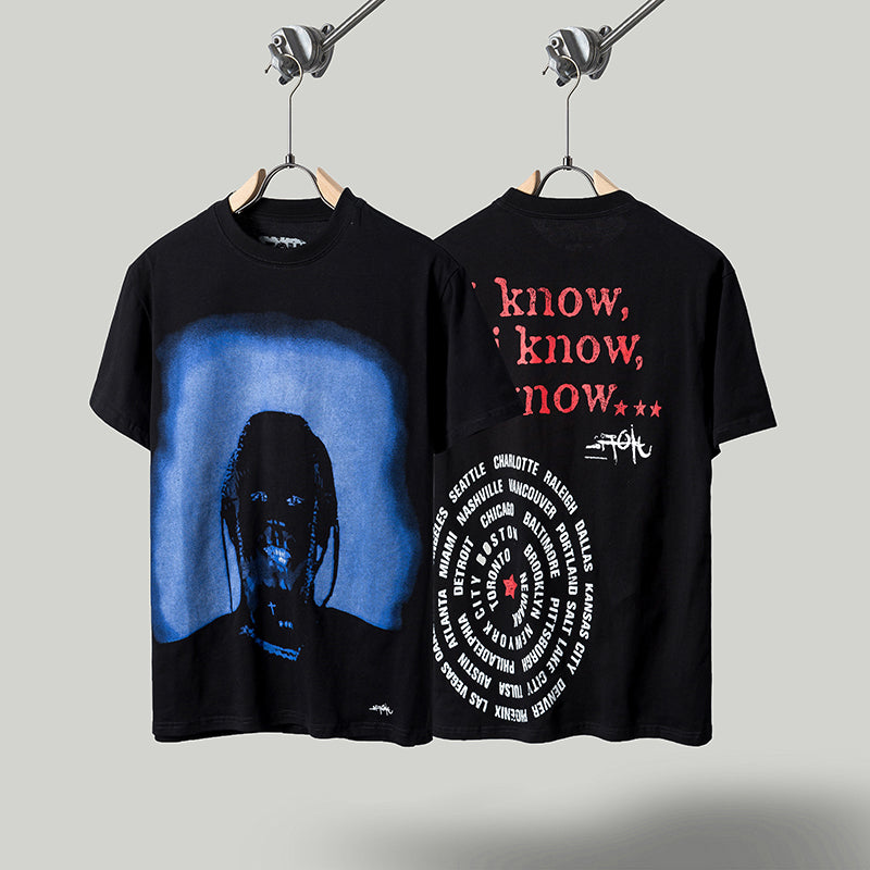 Travis Scott T Shirts Cactus Jack x Utopia Tour Utopia joint tour horror face short sleeve