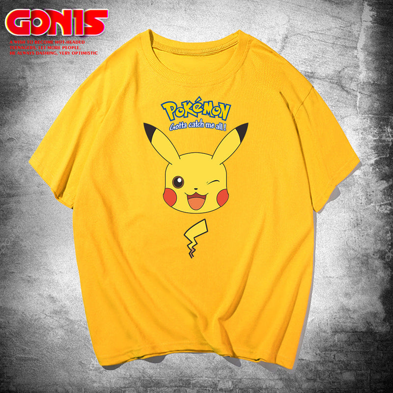 Men and Women Pokemon Pikachu T Shirt Pikachu Short Sleeve T-shirt