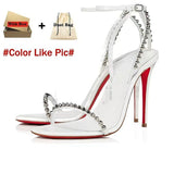 Louboutin-style red bottom shoes ballet shoes dance shoes european station cl french one-word celebrity elegant rhinestone sexy red bottom export high heels